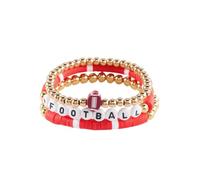 GIKILEE Sport argilla perline braccialetti calcio baseball basket pallavolo impilabile braccialetto elastico squadra sport fan gioco giorno gioielli, Small, Acrilico, Nessuna pietra preziosa