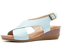 Gikleihwy Crossover Cunei Roma Sandali per Donna Signora Semplicità Leggero Antiscivolo Abito Scarpe con Supporto per l'arco plantare Regolabili Fibbia Slip On Pantofola(Blue,42 EU)