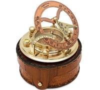 Gilbert - Bussola meridiana in ottone lucido con custodia in pelle, funzionale, vintage, regalo nautico per uomini, ragazzi, padri, compleanni, matrimoni, pensionamenti e occasioni religiose