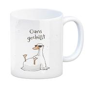 Gilbert die Gans - Tazza da caffè con scritta in lingua tedesca "Gans gechillt eine bunte Tasse für das Büro Funiger Motiv Pechvogel Herren Miesepeter Comic Becher witziger Spruch Kitchen