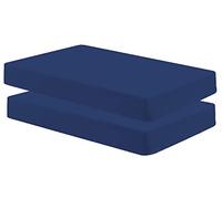 Gilbins Lenzuolo con angoli per lettino da 76,2 x 190,5 cm, in cotone, perfetto per letti a castello, camper, letti per gli ospiti (confezione da 2 pezzi, blu navy)