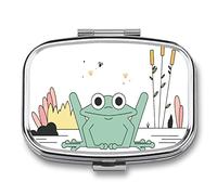 Gilda Dei Filosofi Disoccupati Pill Box Paesaggio Di Laghetto Estivo Di Rana Carino Portapillole Decorativo Con Confezione Regalo-Medicina Alla Moda