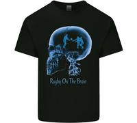 Gildan 5000 Maglietta Uomo Rugby On The Brain Nera Cotone Jersey