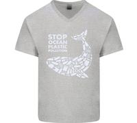 Gildan 64V00 Stop Ocean Plastic Pollution T-Shirt Uomo in Cotone V-Neck