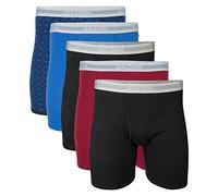 Gildan Underwear Boxer Briefs, Multipack Corti, Blu/Grigio, L (Pacco da 5) Uomo