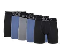 Gildan Cotton Stretch Boxer Brief, Multipack Corti, Black Soot, Blu Ardesia, Flanella Grigia (Confezione da 5), XL (Pacco da 5) Uomo