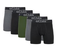 Gildan Cotton Stretch Boxer Brief, Multipack Corti, Grigio Scuro Melange/Nero fuliggine/Verde Mezzanotte (Confezione da 5, Gamba Normale), XL (Pacco da 5) Uomo