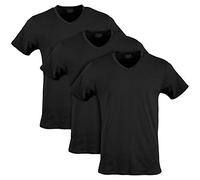 Gildan Cotton Stretch V-Neck T-Shirt Biancheria Intima, Black Soot (Scollo a V, Confezione da 3), L (Pacco da 3) Uomo