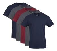 Gildan Crew G1100-Maglietta a Maniche Corte, Stile Multipack Intimo, Blu Navy/Antracite/Rosso Cardinale (Confezione da 5), XXL (Pacco da 5) Uomo
