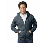 GILDAN Felpa in Pile con Cappuccio e Cerniera, Modello G18600, Uomo, Dark Heather, M
