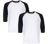Gildan Heavy Cotton 3/4 Raglan T-Shirt, Style G5700, 2-Pack, White/Black, M (Pacco da 2) Uomo