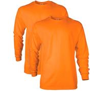 Gildan - Maglietta a Maniche Lunghe da Uomo, in Cotone, Confezione da 2 Pezzi - Arancione - 3XL