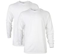 Gildan - Maglietta a maniche lunghe da uomo, in cotone, confezione da 2 pezzi - bianco - S