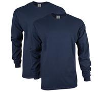Gildan - Maglietta a Maniche Lunghe da Uomo, in Cotone, Confezione da 2 Pezzi - Blu - S