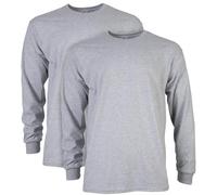 Gildan - Maglietta a Maniche Lunghe da Uomo, in Cotone, Confezione da 2 Pezzi - Grigio - 5XL