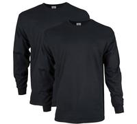 Gildan - Maglietta a Maniche Lunghe da Uomo, in Cotone, Confezione da 2 Pezzi - Nero - S