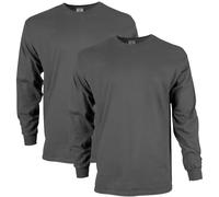 Gildan - Maglietta a Maniche Lunghe da Uomo, in Cotone, Confezione da 2 Pezzi - Nero - XL