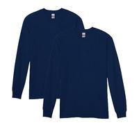 Gildan Maglietta a Maniche Lunghe in Cotone Pesante, per Adulti, Stile G5400, Confezione da 2, Navy, L