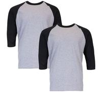 Gildan Heavy Cotton 3/4 Raglan T-Shirt Style G5700, Confezione da 2, Sport Grigio/Nero, M (Pacco da 2) Uomo