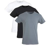 Gildan Men's Cotton Stretch Crew T-Shirt, White/Black Soot/Grey Flannel (3-Pack), Small