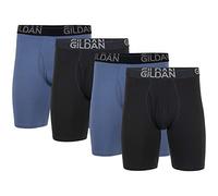 Gildan Men's Cotton Stretch Long Leg Boxer Brief, Black Soot/Slate Blue (4-Pack), 2X-Large