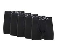 Gildan Men's Cotton Stretch Regular Leg Boxer Brief, Black Soot (5-Pack), X-Large