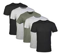 Gildan Men's Crew T-Shirts, Multipack, Black/Sport Grey/Military Green (5-Pack), Large
