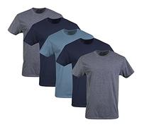 Gildan Men's Crew T-Shirts, Multipack, Navy/Heather Navy/Indigo Blue (5-Pack), 2X-Large
