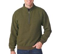 Gildan Men's Fleece Quarter-Zip Cadet Collar Sweatshirt, Moss, Small