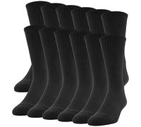 Gildan Men's Performance Crew Socks, 12 Pairs, Black, Shoe Size: 6-12