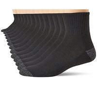 Gildan Men's Polyester Half Cushion Ankle Socks, 12-Pack, Black, Shoe Size: 6-12