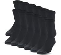 Gildan Men's Polyester Half Cushion Mid-Crew Socks, 12-Pack, black, Shoe Size: 6-12
