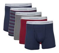 Gildan Men's Short Leg Boxer Briefs 5-Pack, Black/Royal/Charcoal/Stripe, Large