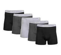 Gildan Men's Short Leg Boxer Briefs, Multipack, Black/Charcoal/Sport Grey Heather (5-Pack), Small