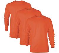 Gildan Men's Ultra Cotton Long Sleeve T-Shirt, Style G2400, Multipack, Orange (3-Pack), Medium