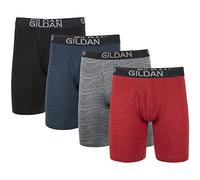 Gildan Men's Underwear Cotton Stretch Boxer Briefs, Multipack, Blk/Heather Navy/Stripe/Heather Red (4-Pack), Large