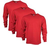 Gildan T-shirt a maniche lunghe in cotone Ultra Cotton, modello G2400, Uomo, Rosso, M