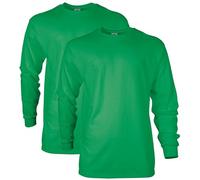 Gildan T-Shirt da Uomo a Maniche Lunghe in Cotone (Confezione da 2), Verde Irlandese., M