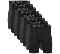 Gildan Underwear Cotton Stretch Boxer Briefs, Multipack Corti, Black Soot/Charcoal Sky (Confezione da 8, Gamba Lunga), L (Pacco da 8) Uomo