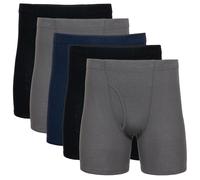 Gildan Underwear Covered Waistband Boxer Briefs, Multipack Corti, Nero/Antracite/Blu Navy (Confezione da 5), XXL (Pacco da 5) Uomo