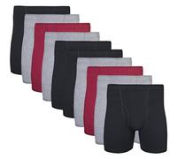 Gildan Underwear Covered Waistband Boxer Briefs, Multipack Corti, Nero/Granato/Grafite (Confezione da 10), M (Pacco Uomo