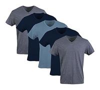 Gildan T-Shirt con Scollo a V, Multipack, Style G1103 Intimo, Blu Navy/Heather Navy/Indigo Blue (Confezione da 5), XXL (Pacco da 5) Uomo