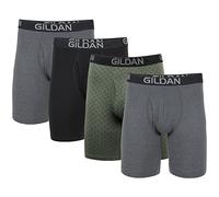 VCCUIOB Gildan Men's Underwear Cotton Stretch Boxer Briefs, Multipack, Heather Dark Grey/Green Midnight/Blk (4-Pack), X-Large