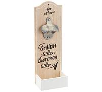 GILDE 1 apribottiglie da parete in metallo, per barbecue, barbecue, birra, killen, altezza 30 cm, decorazione da parete, oggetto da parete (marrone