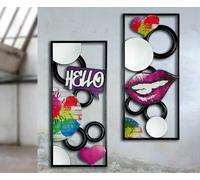Gilde 67641 Rilievo Parete Street Art Nero Multicolore Con Specchio 1 Pezzo