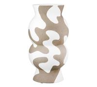 GILDE Areno Vaso rotondo in ceramica altezza 35 cm x diametro 18 cm beige/bianco impermeabile vaso per fiori