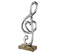 GILDE Chiave in rilievo in alluminio e legno di mango, altezza 39 cm, colore argento