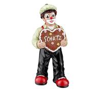 GILDE Clown - Statuetta a forma di cuore con scritta in lingua tedesca "Tesoro" in resina - Decorazione a forma di cuore amore regalo da collezione - Multicolore, altezza 13 cm, larghezza 6 cm