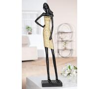 GILDE Dorada, statuetta in resina, oro/nero, motivo donna, altezza: 44,5 cm, larghezza: 13,5 cm, profondità: 8 cm, decorazione, scultura, accessorio per la casa, idea regalo