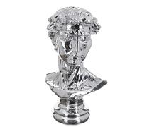 GILDE Figura David in resina argentata, effetto metallico, testa di David, altezza 38 cm, larghezza 25 cm, profondità 17 cm